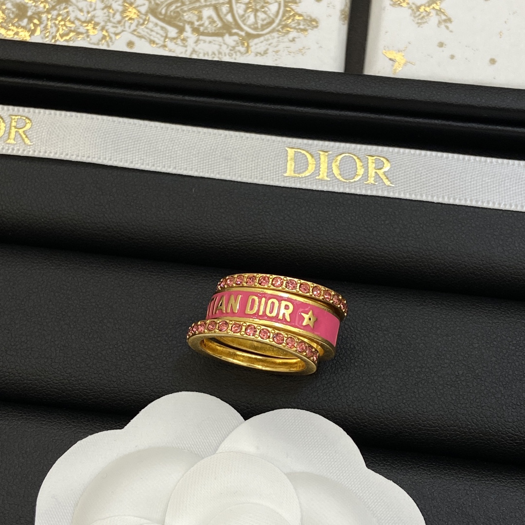 TOP Christian Dior Set Of Three Rings - Pink