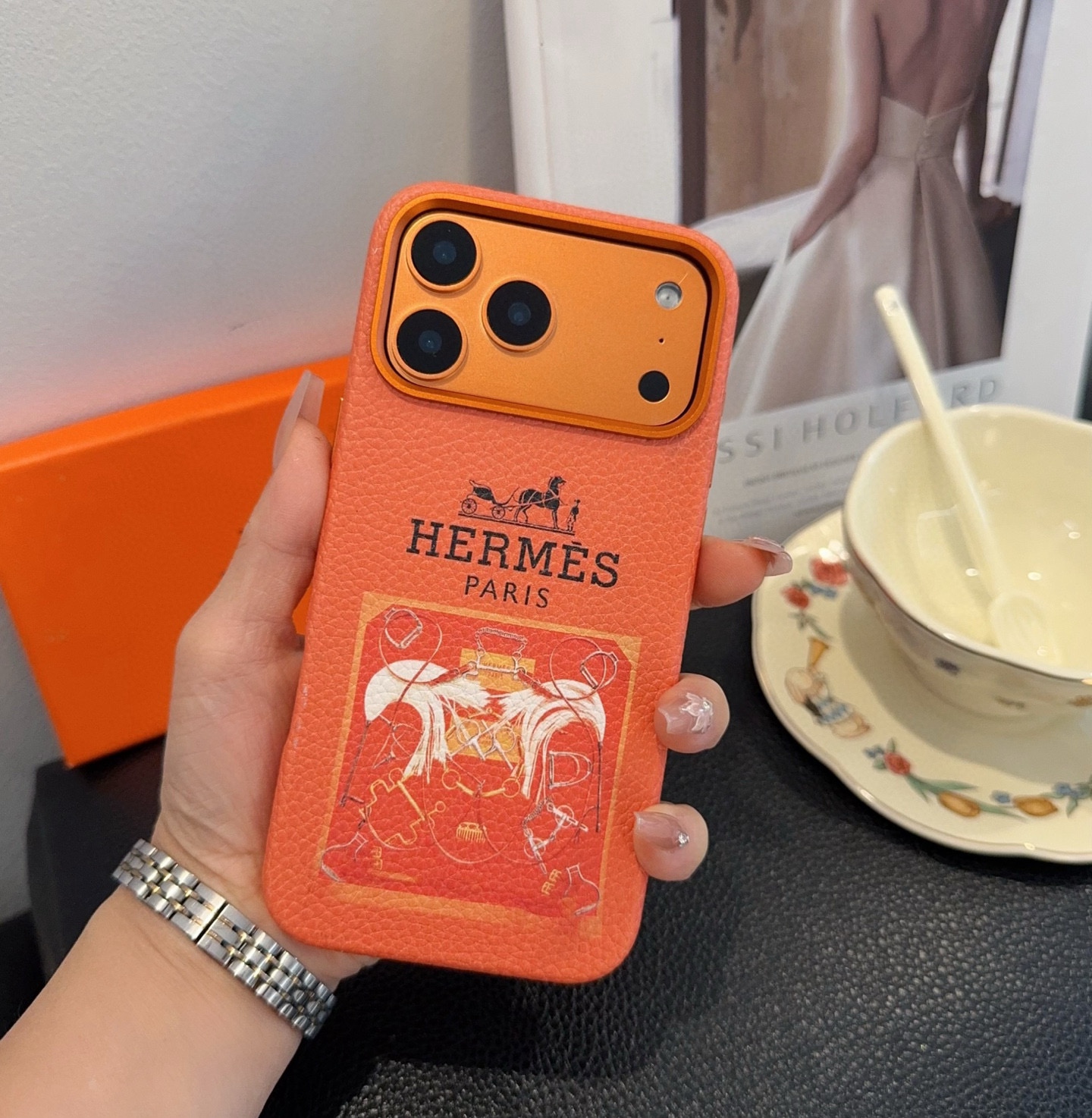 TOP HERMES Iphone Phone Case - Orange