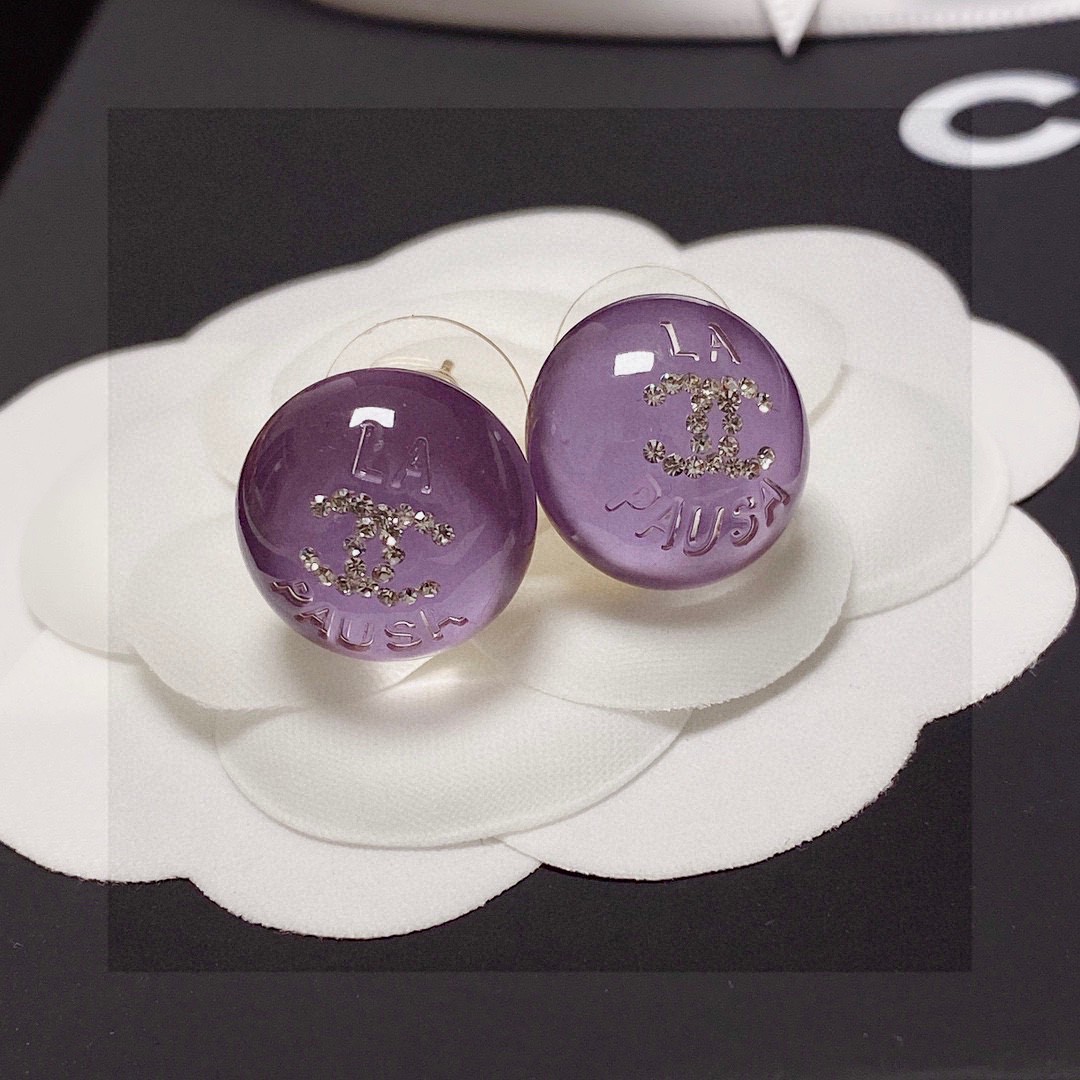 TOP CHANEL CC Earrings-Purple