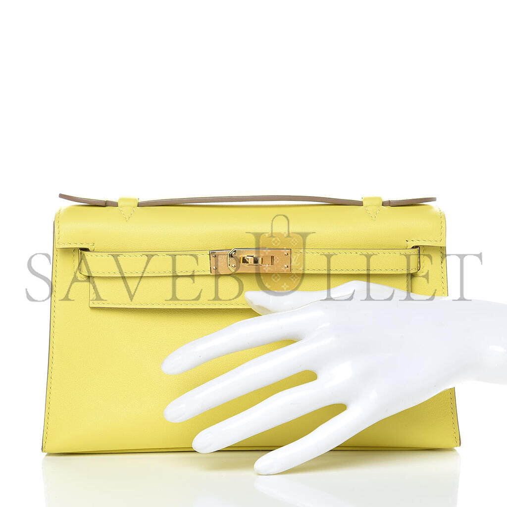 HERMÈS SWIFT KELLY POCHETTE CLUTCH YELLOW (22*14*7cm)