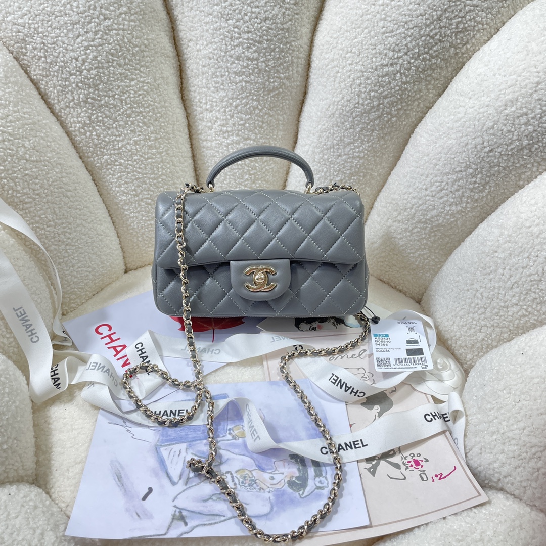 TOP CHANEL Flab Bag 20*14*7cm - Grey