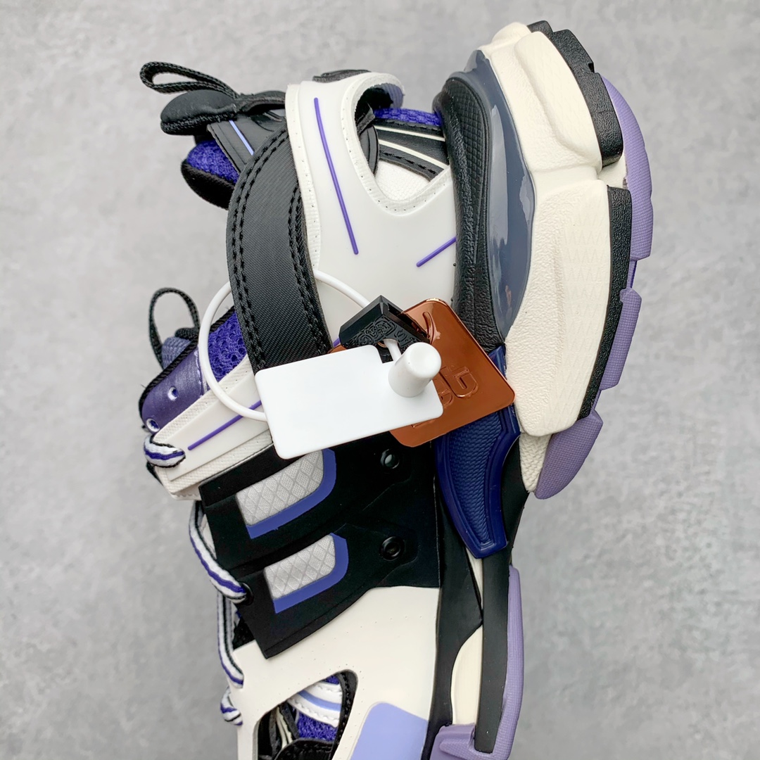 Balenciaga Track Sneakers Purple‑White‑Black Multi‑Mesh Layered Chunky Dad Shoes Unisex