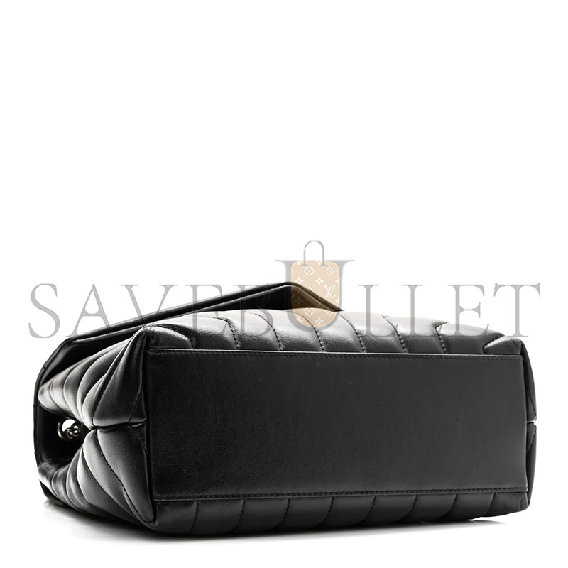 YSL CALFSKIN Y QUILTED MONOGRAM SMALL LOULOU CHAIN SATCHEL BLACK (23*17*9cm)