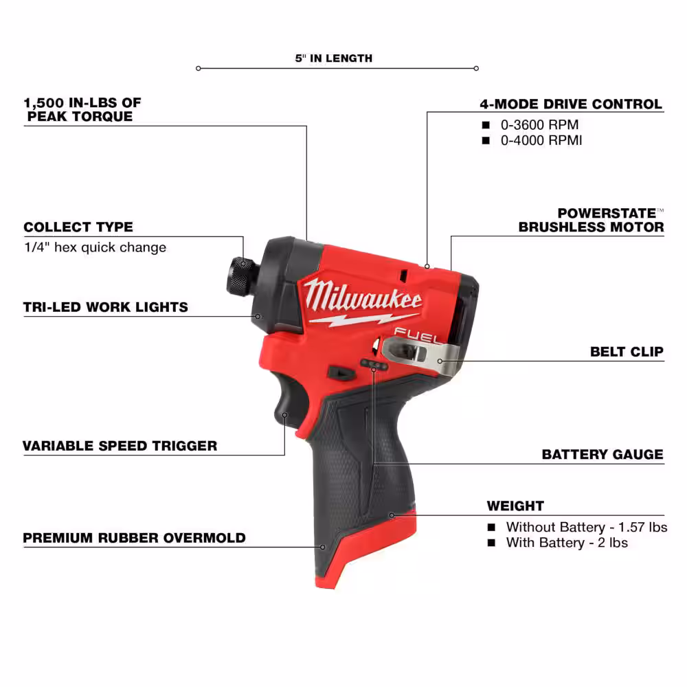 M12 FUEL 12V Lithium-Ion Brushless Cordless 1/4 in. Hex Impact Driver (Tool-Only)