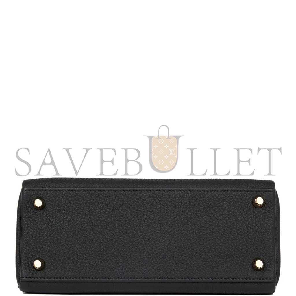 HERMÈS KELLY 25 RETOURNE  BLACK TOGO GOLD HARDWARE (25*17*7cm)