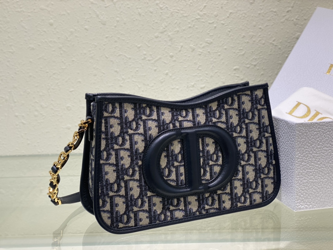 TOP Christian Dior CD Signature Hobo Mini Chain Bag Handbag 23.5 x 14.5 x 6