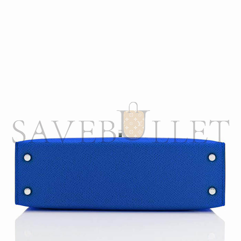 HERMÈS MINI KELLY II BLUE FRANCE EPSOM SELLIER BAG (19*12*5.5cm)