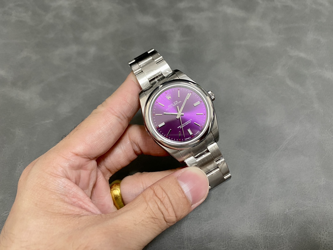 TOP ROLEX Oyster Perpetual Purple Dial Watch 39mm - Sliver