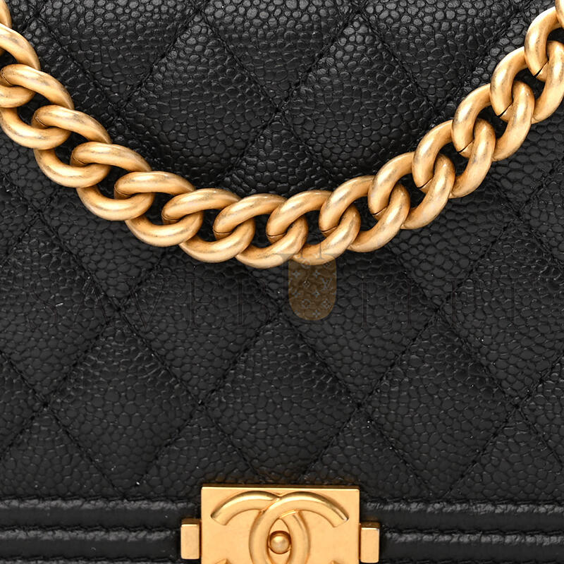 CHANEL CAVIAR QUILTED BOY CLUTCH WITH CHAIN BLACK AP2205 (15*10*3.5cm)