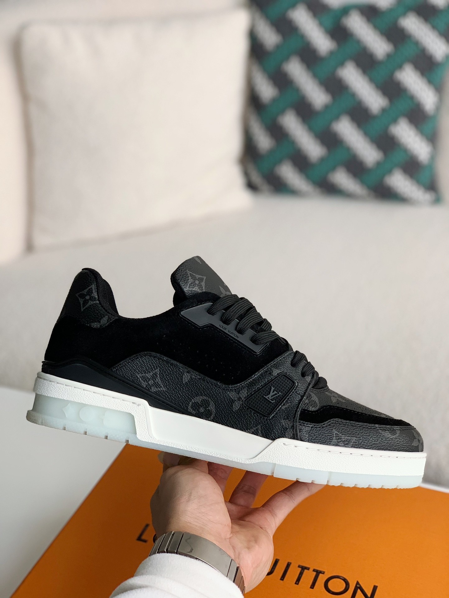LV Black Monogram Low-Top Shoes