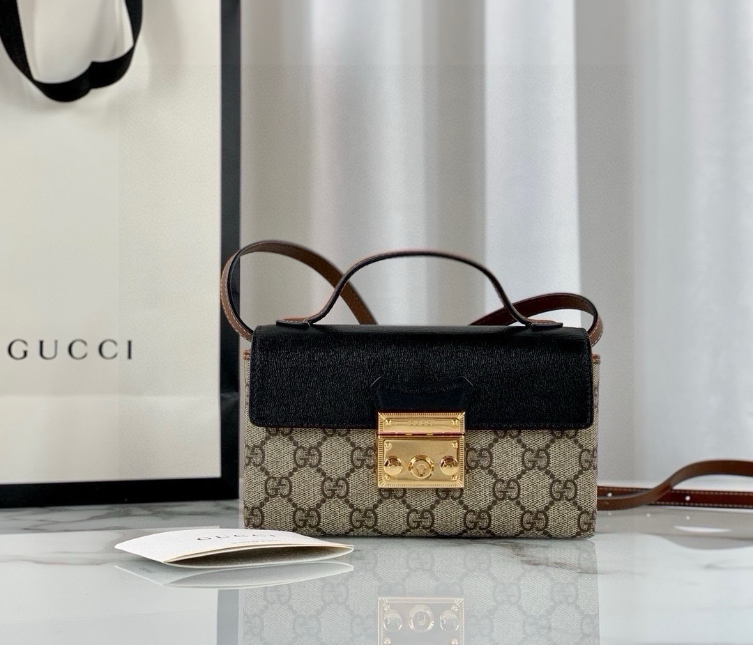 TOP GUCCI GG Padlock Bag 18x10x5cm - Black