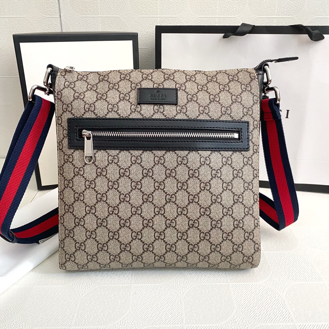 GUCCI Classic Canvas&Leather Crossbody Bag (10A Mirror Version)