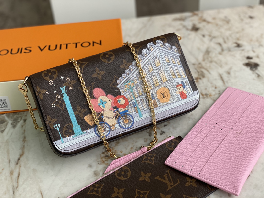 TOP Louis Vuitton LV Vivienne Holidays 2022 Pochette Félicie Bag 21X12X3cm - Brown