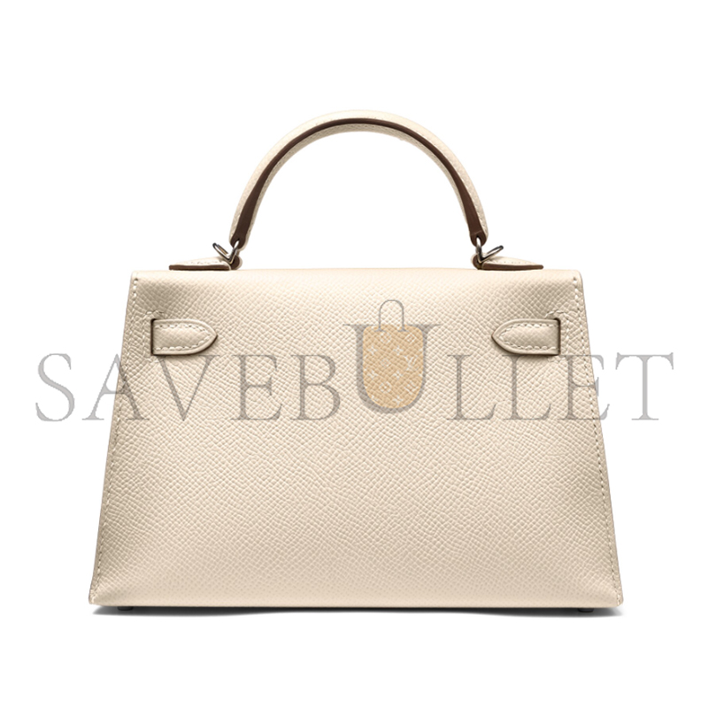 HERMES MINI KELLY SELLIER EPSOM PALLADIUM HARDWARE (19*12*5.5cm)