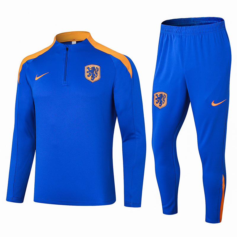 2024-25 Netherlands Football Half Pull Training Suit Blue