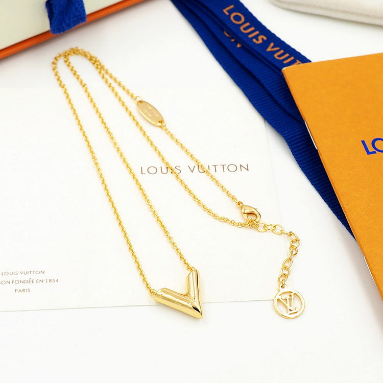 TOP Louis Vuitton LV V Necklace - Gold