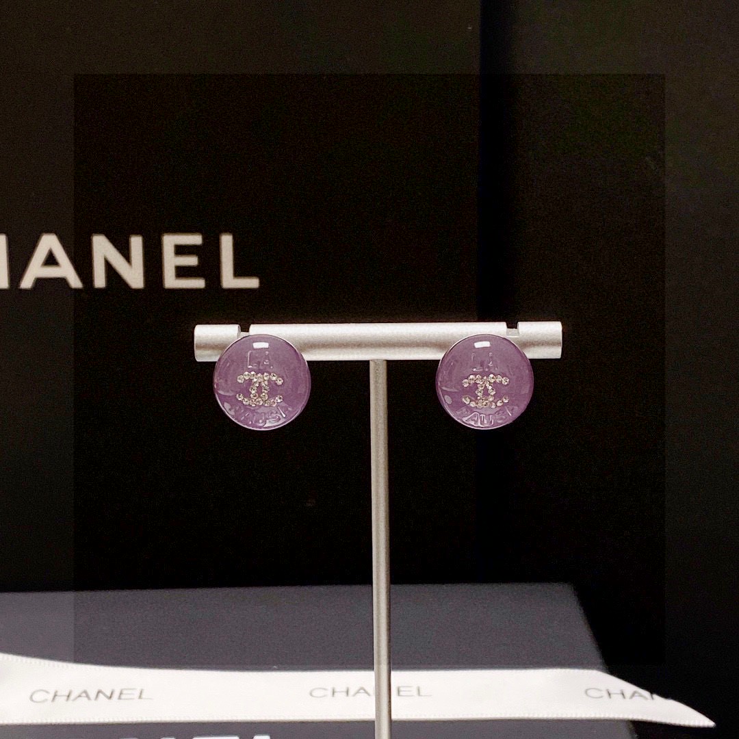 TOP CHANEL CC Earrings-Purple