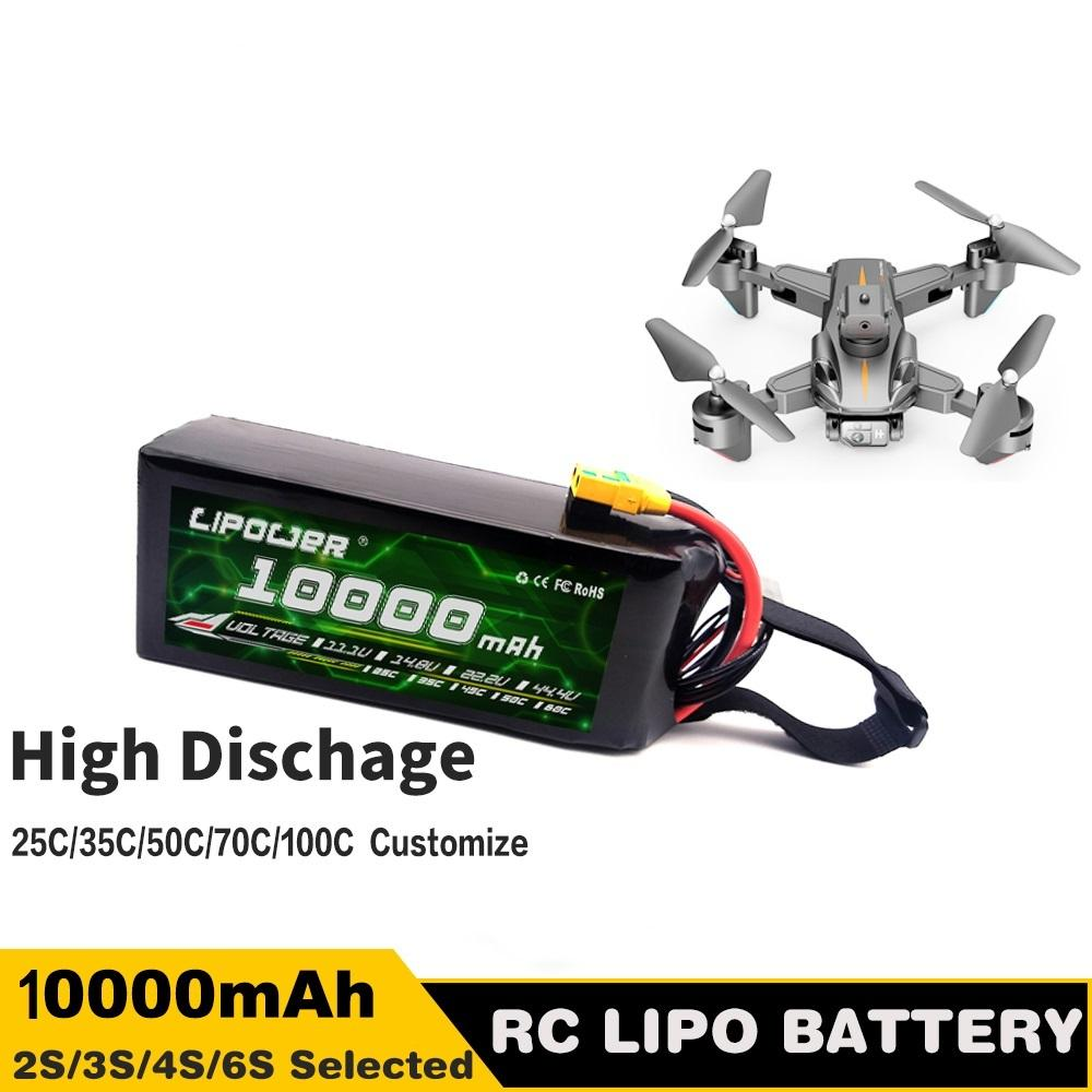 Drone battery 10000mAh 11.1/22.2V 4S 6S RC FPV plane quadcopter lithium battery - lipowbattery