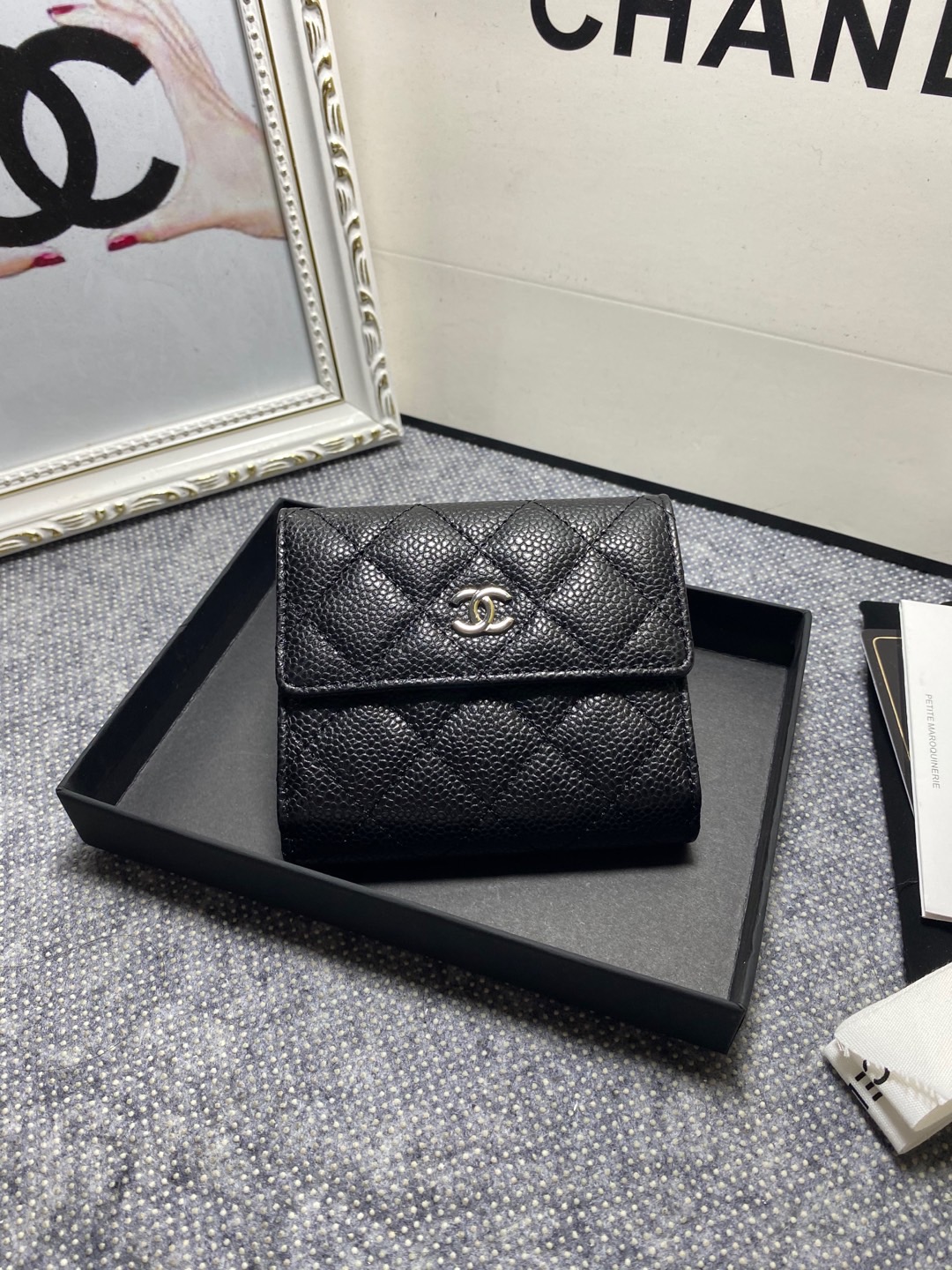 TOP CHANEL Wallet Cowhide 11*10*3cm - Black