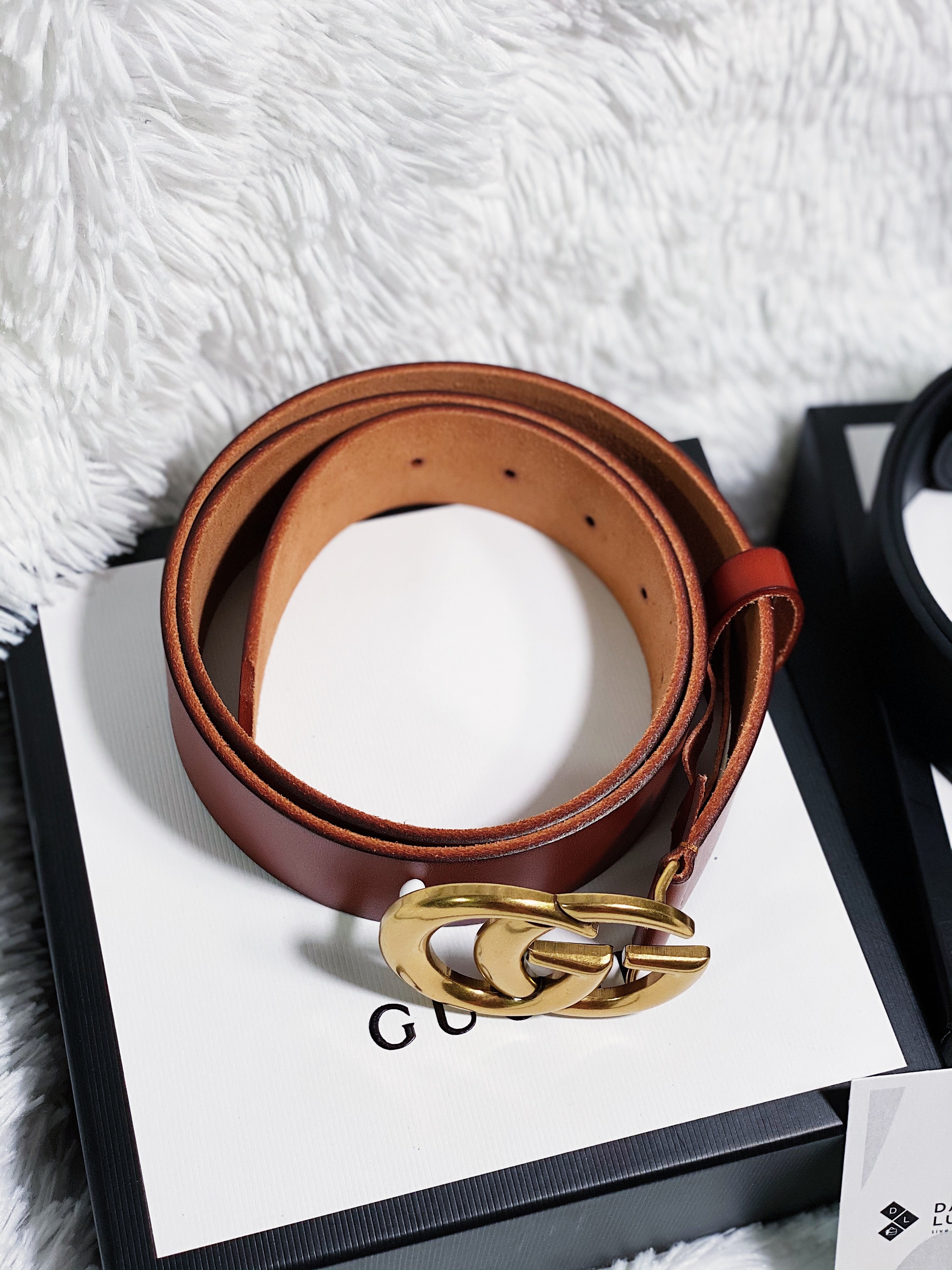 TOP GUCCI GG Buckle Leather Belt 3.8cm - Brown/Black