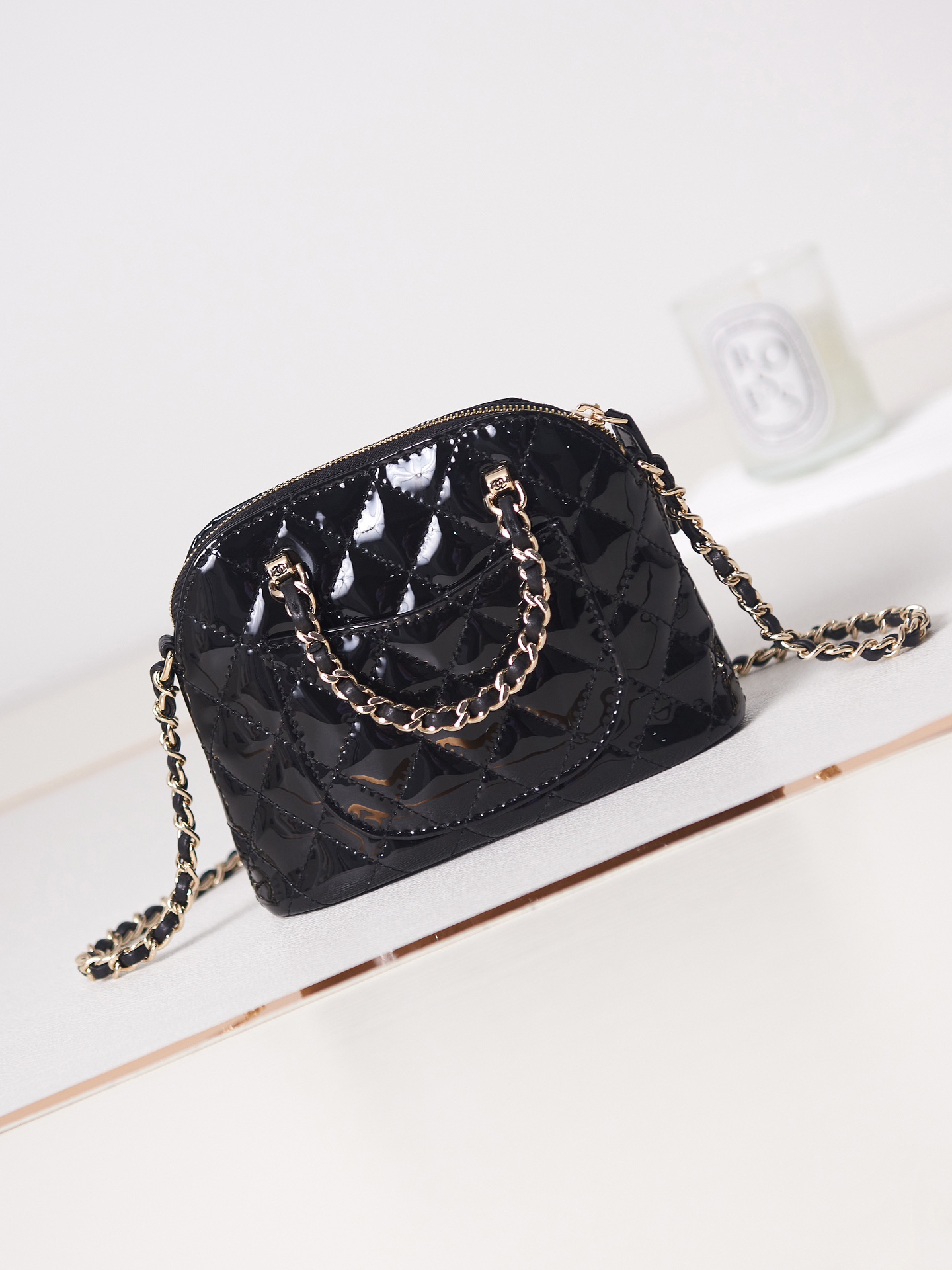 TOP CHANEL Patent Leather Bag 16x11x5.5cm/20.5x28.5x7cm - Black