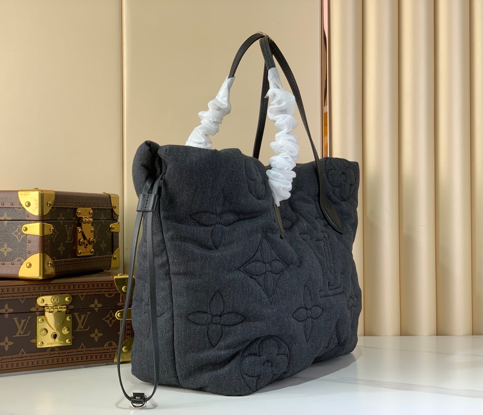 TOP Louis Vuitton LV Neverfull Inside Out MM Bag Monogram 18x32x56cm - Denim Gray