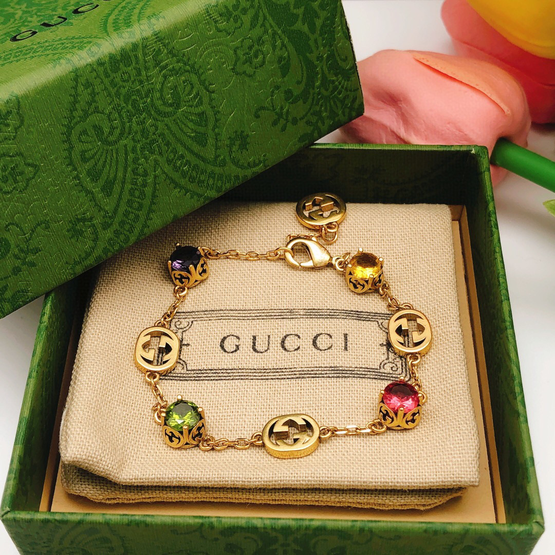TOP GUCCI Colourful Gems Bracelet