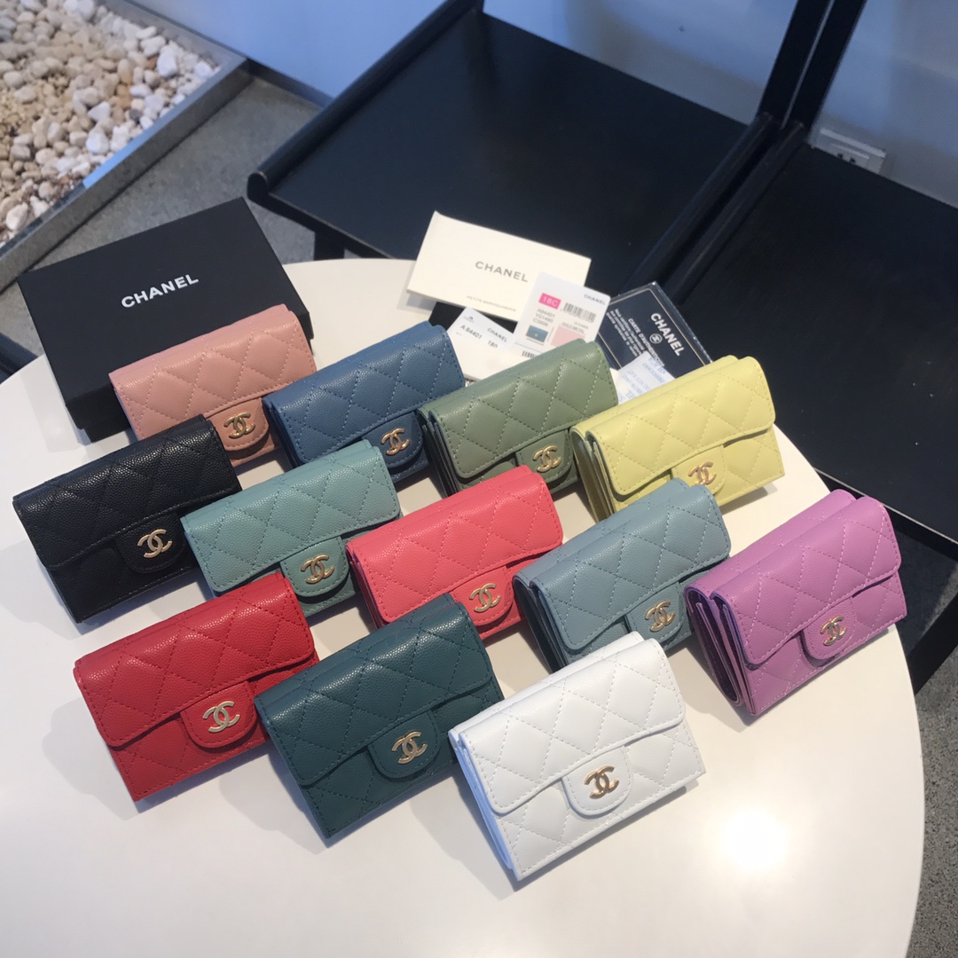 TOPCHANEL Classic Diamond Patterned Folding Wallet 10.5*7.5*3cm - 12 Colour