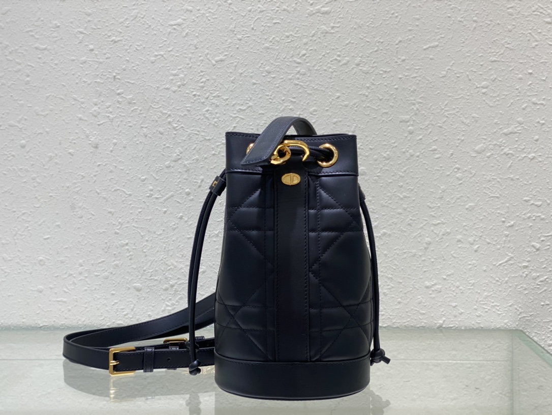 TOP Christian Dior Soft Calfskin Leather Bag 15 x 25cm - Black&GHW