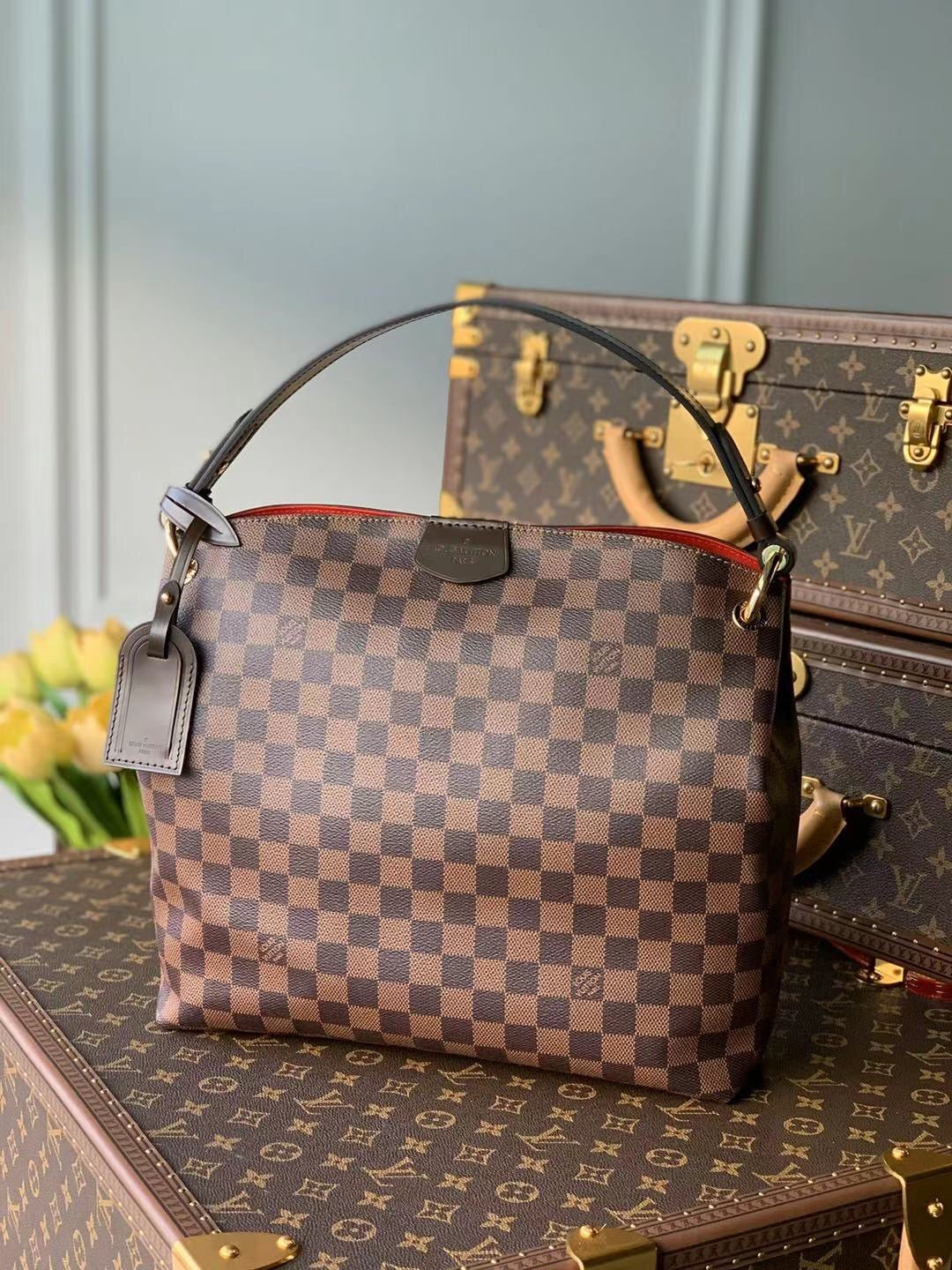 TOP Louis Vuitton LV Graceful PM Monogram Bag 35x30x11cm- Red