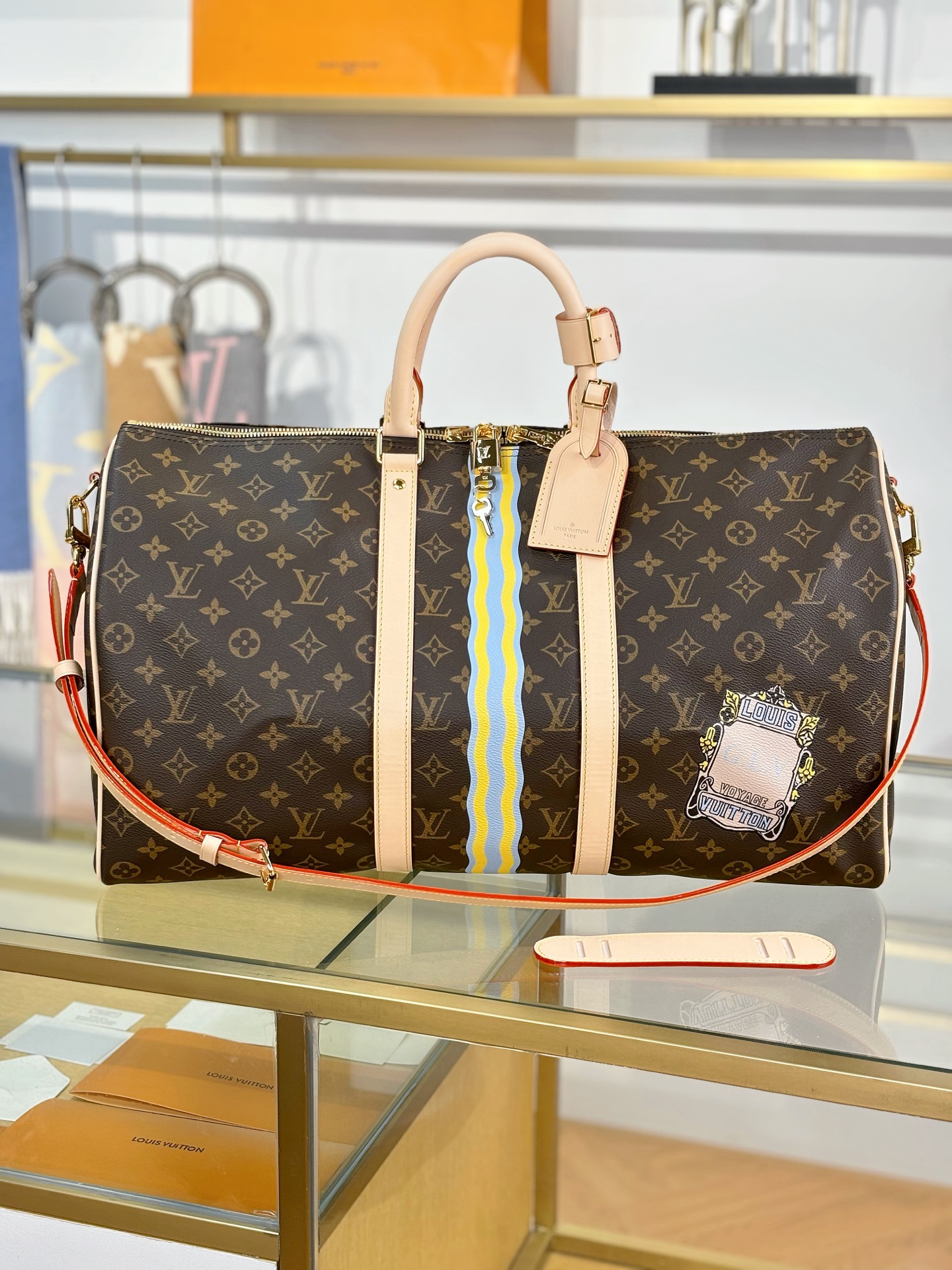 TOP Louis Vuitton LV Keepall Bandouliere Travel Bag 50x29x23cm - Brown