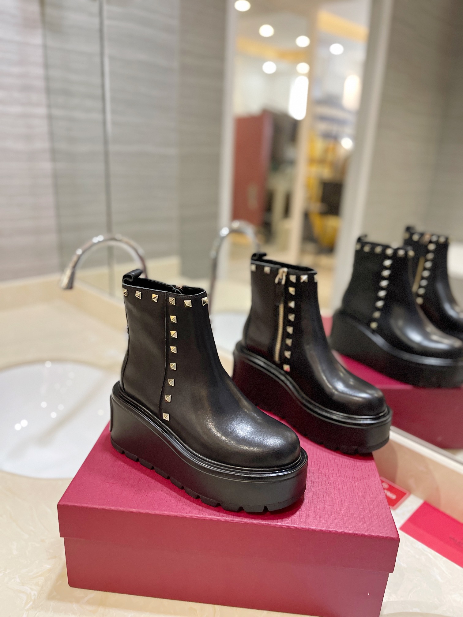 TOP VALENTINO 7.5cm High Heel Boots - Black