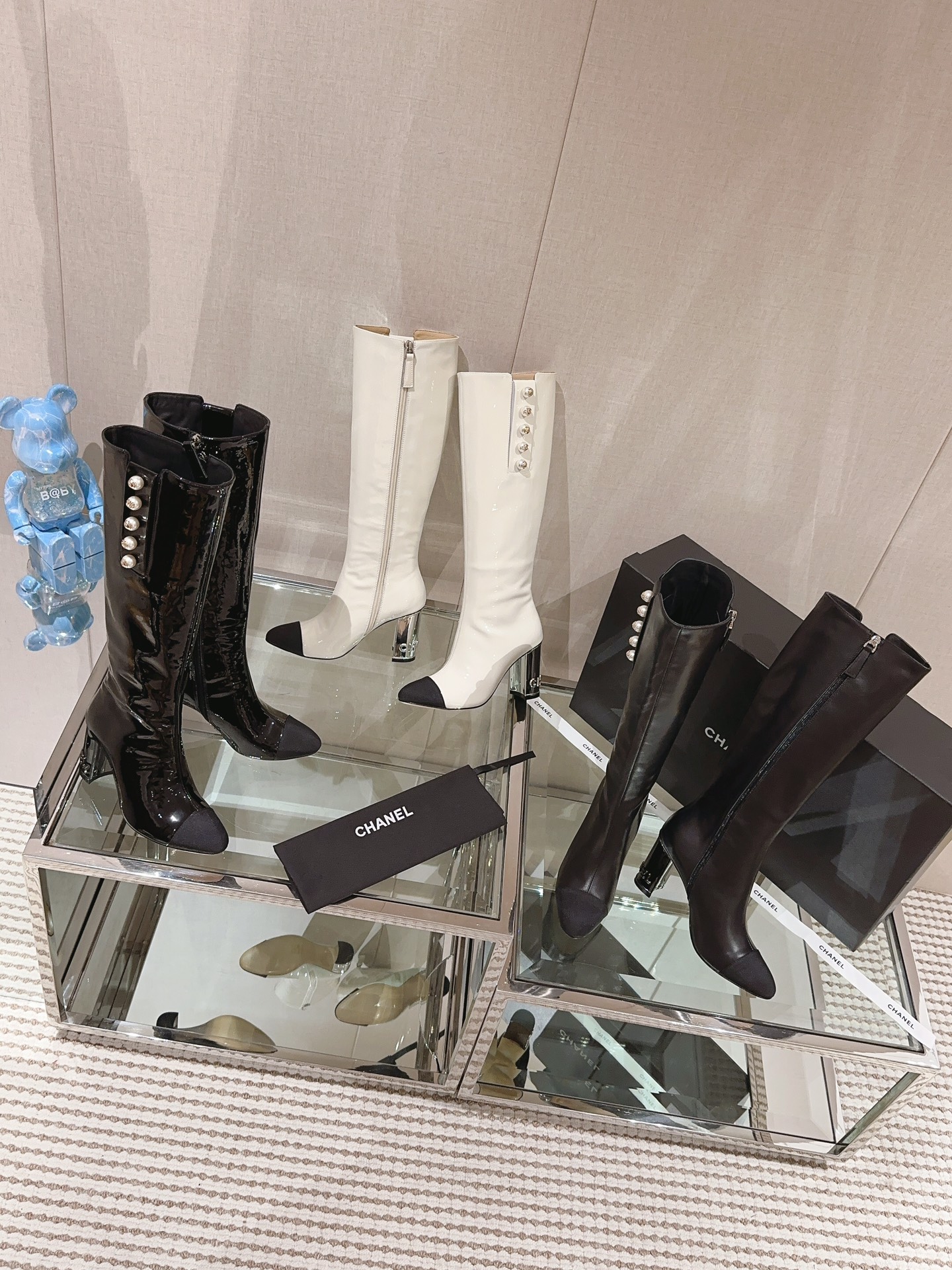 TOP CHANEL Pearl High Heels Boots - 3 Colors - 9CM