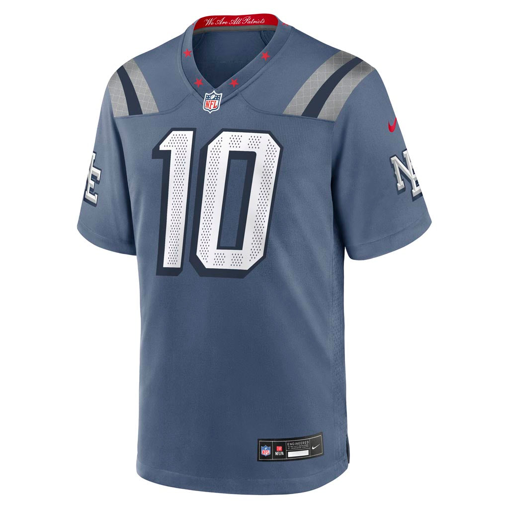 Drake Maye New England Patriots 2025 Rivalries Collection Game Jersey - Storm Blue