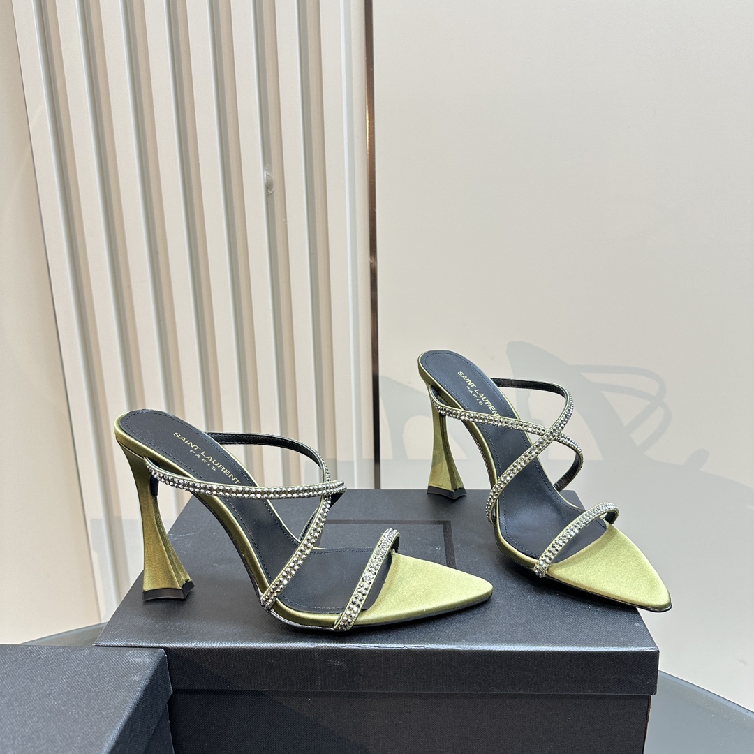 TOP Yves Saint Laurent YSL 24ss Rhinestone High-Heeled Sandals - 4 Colours