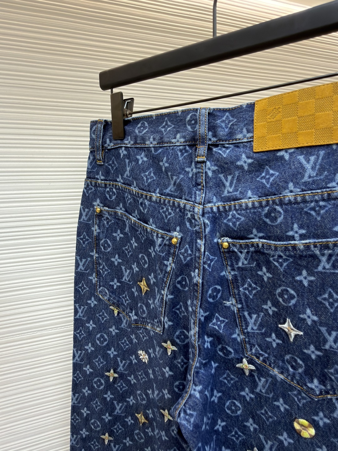 LOUIS VUITTON 字母提花雏菊刺绣牛仔滑板长裤