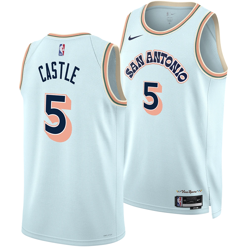 San Antonio Spurs Stephon Castle Light Blue 2024/25 Swingman Jersey - City Edition