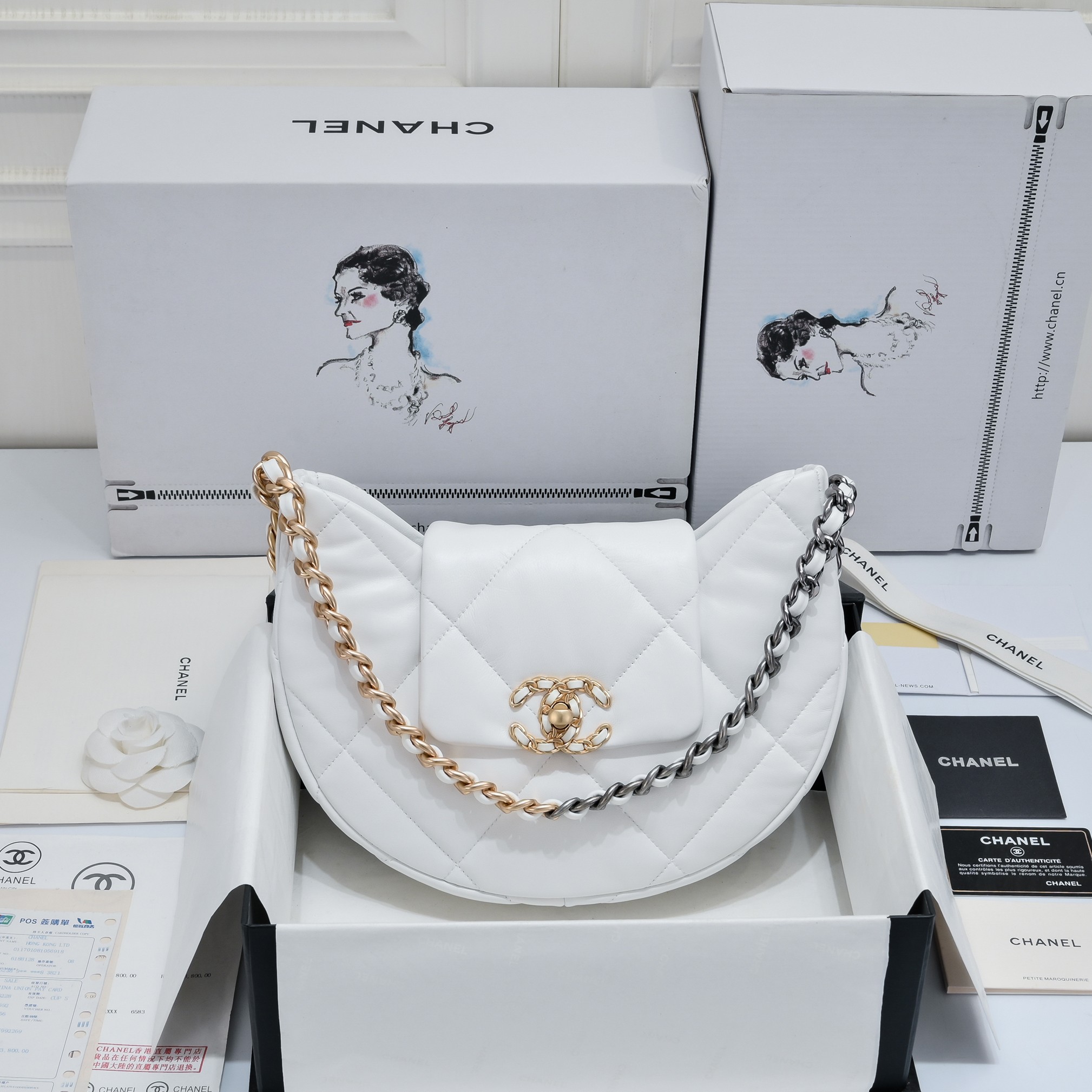 TOP CHANEL Lambskin Bag With Gold And Silver Metal Chain - GHW&25×20×7cm - 3 Colors
