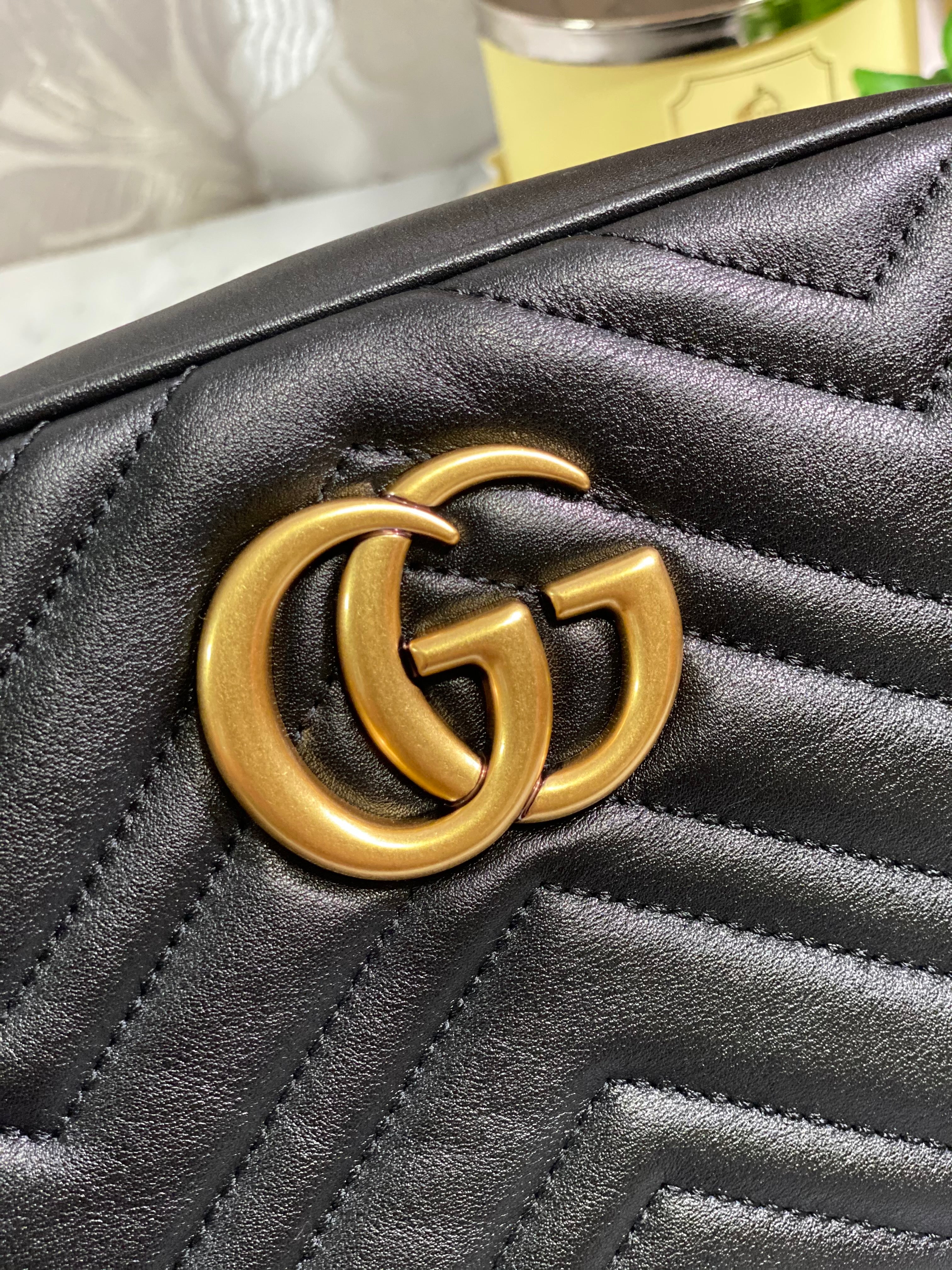 TOP GUCCI GG Marmont Bag Matelasse Small 26*15*7 - Black