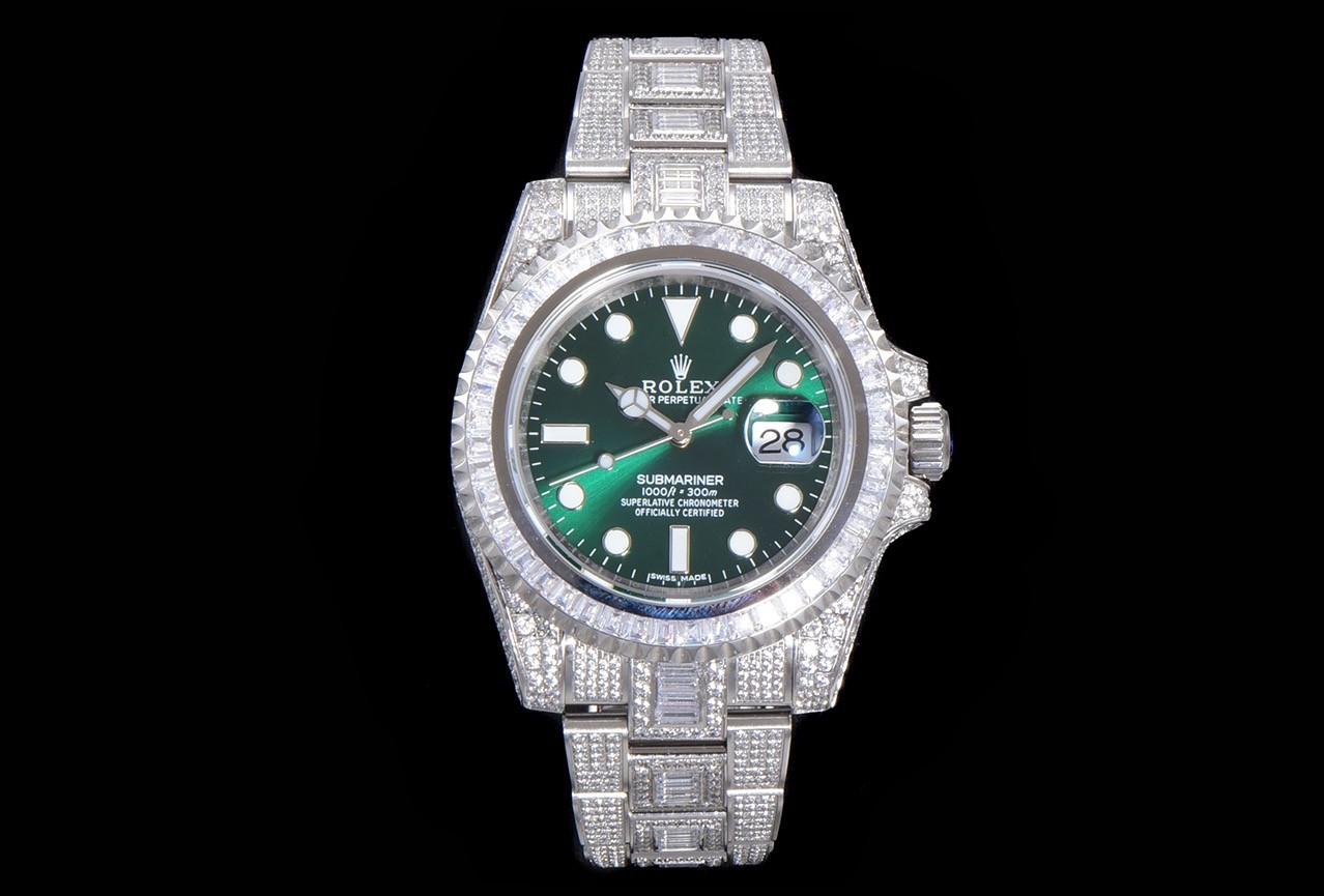 Rolex Submariner Date Type (Green Water Ghost) Full Diamond Modified Watch