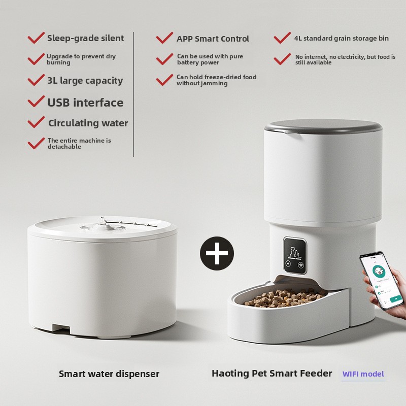 Smart Pet Automatic Feeder 4L Large Capacity Mobile Phone WiFi Interactive Cat Automatic Feeder Pet Supplies - PawPro UK
