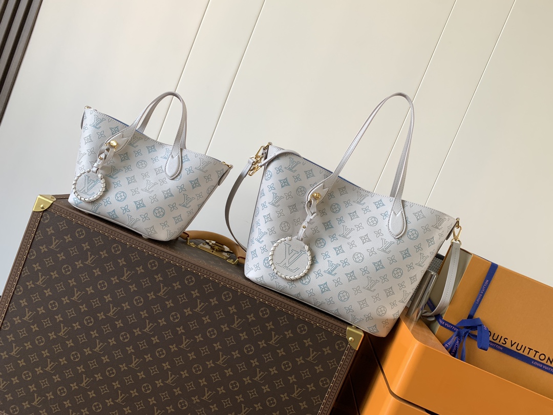 TOP Louis Vuitton LV Blossom Tote Bag 22x14x16cm/30x28x16cm - Light Blue