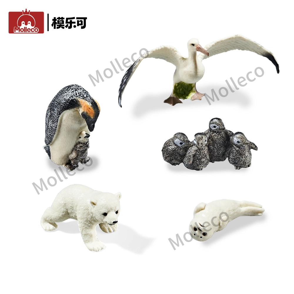 Molleco Marine Animal Figure Toys for Kids and Children Small Seal+Small Penguin+Large Penguin+Seagull+Small Polar Bear CP025-1-2-3-4-5