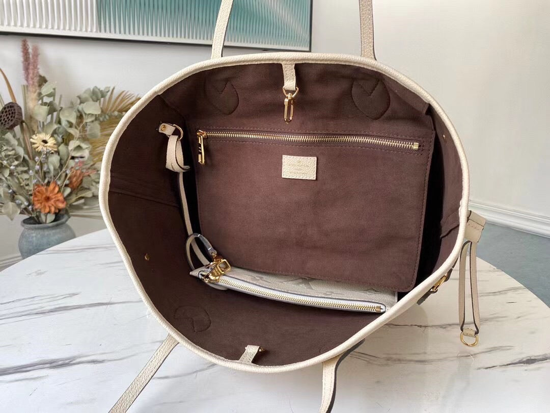 TOP Louis Vuitton LV L.V Neverfull MM Empreinte - Beige
