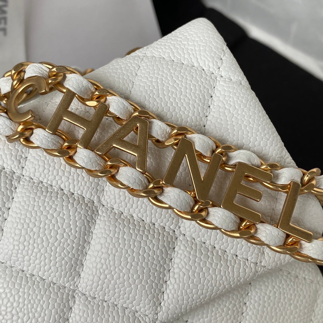 TOP CHANEL Pick Me Up Waits Bag - White & GHW