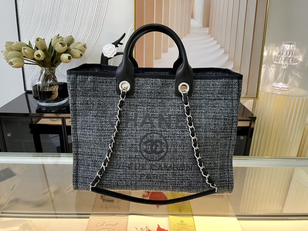 TOP CHANEL Deauville Top Handle Tote 39×30×22cm - Charcoal
