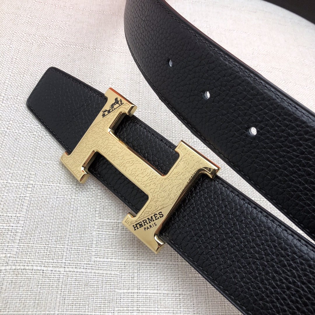 Hermès H Belt Buckle & Reversible Black For Women, Women Belt 380MM