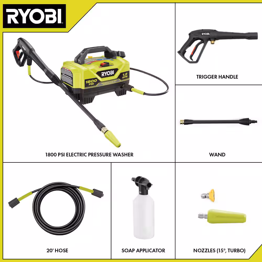 1800 PSI 1.2 GPM Cold Water Corded Electric Pressure Washer