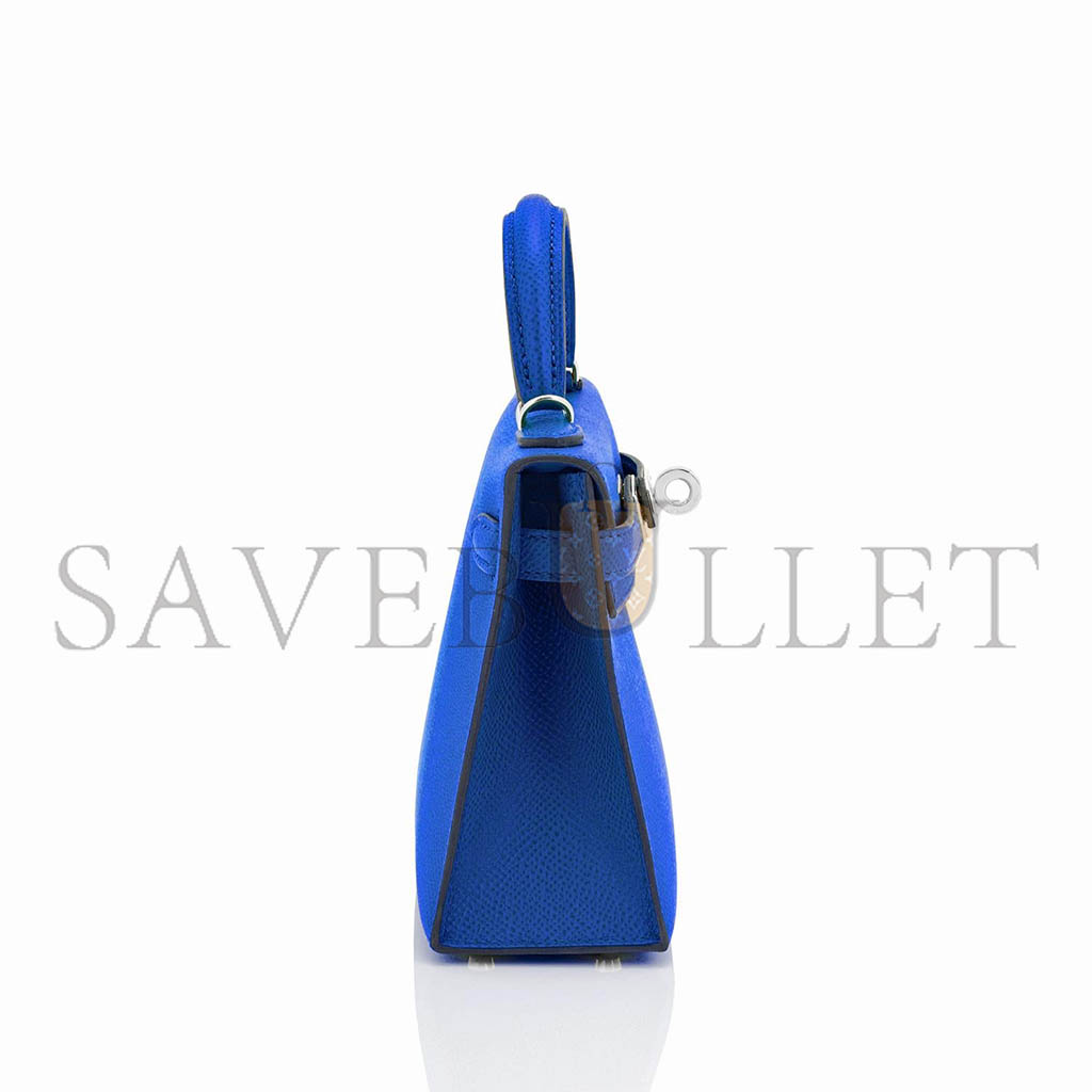 HERMÈS MINI KELLY II BLUE FRANCE EPSOM SELLIER BAG (19*12*5.5cm)