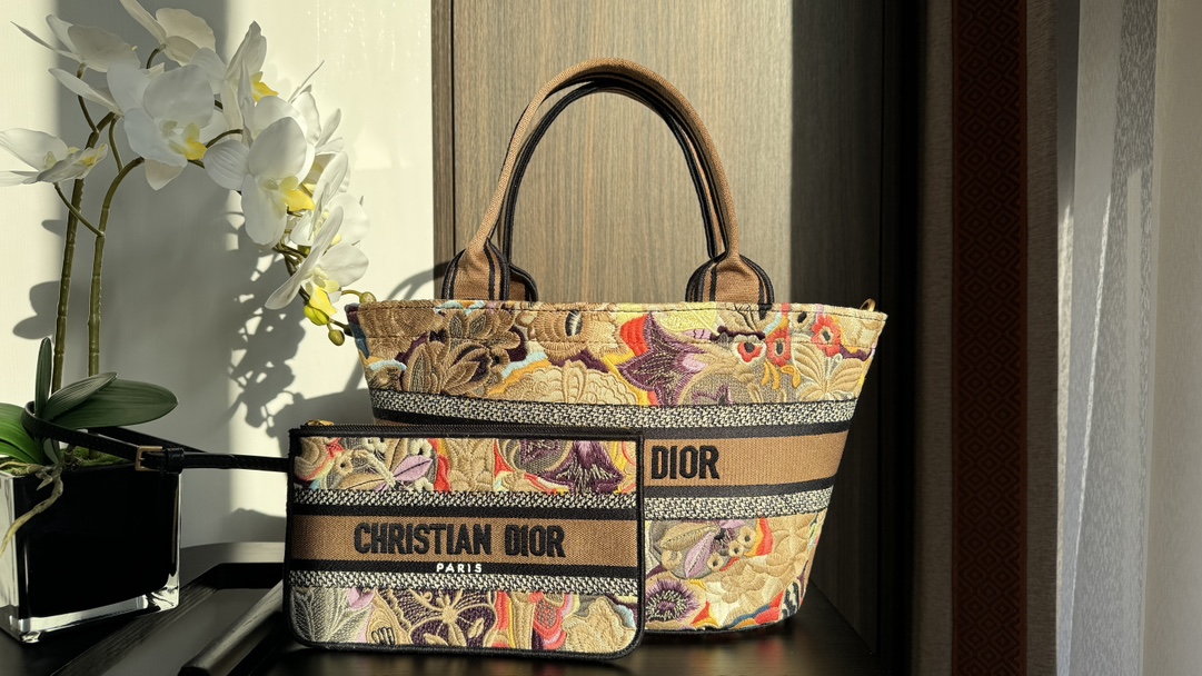 TOP Christian Dior Butterfly Embroidered Vegetable Basket Bags - 27*20*8CM